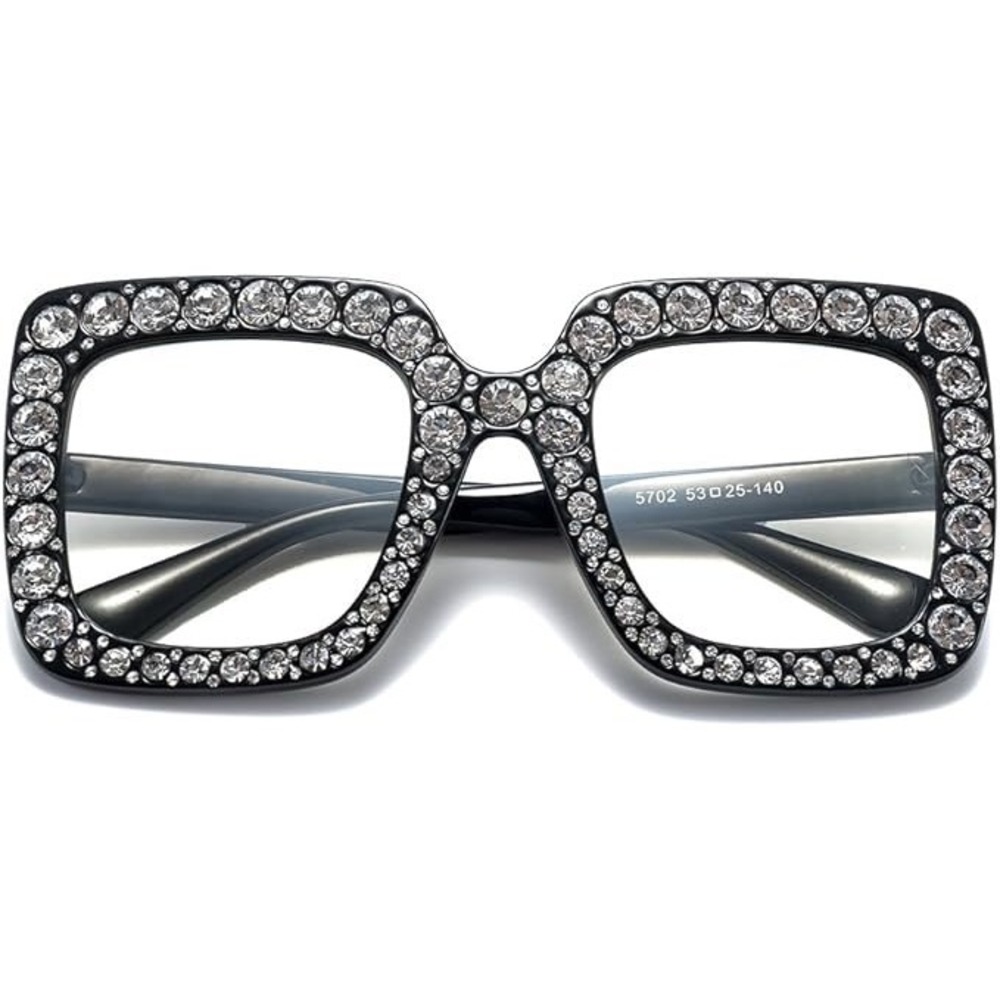 Rhinestone Glasses Fashion Frames Women's Eyeglasses‎ Clear Lens Square Festival